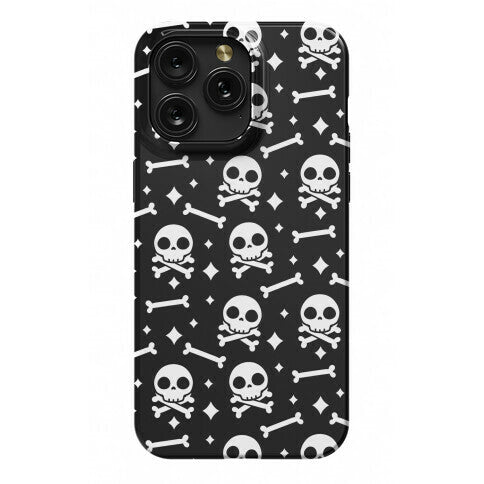 Cute Skull N' Bones Pattern (Black) Phone Case